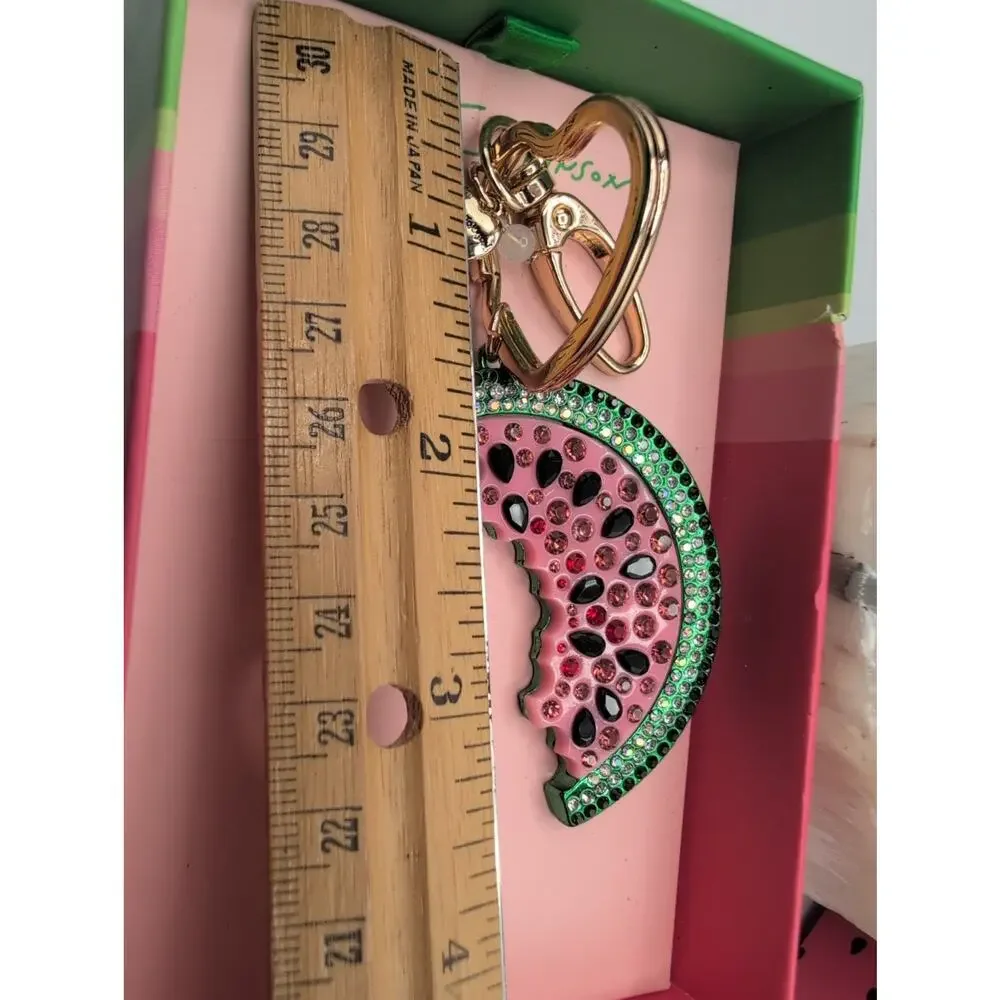Betsey Johnson Watermelon Rhinestone Crystal Keychain Charm New with Box